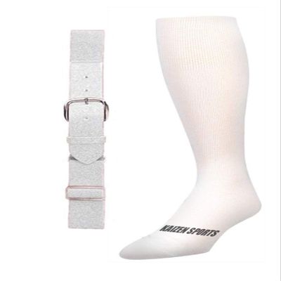 Baseball/Softball Sock & Belt Combo | Mens Womens Youth Baseball Sock & Baseball Belt | Notorious Sports (white, Large)