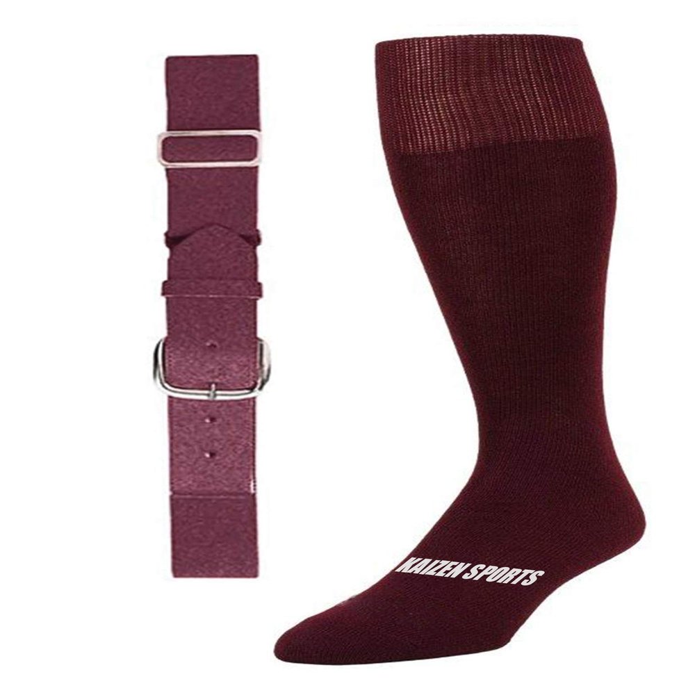 Baseball/Softball Sock & Belt Combo | Mens Womens Youth Baseball Sock & Baseball Belt | Notorious Sports (maroon, Small)