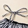 Baby Girl Hawaiian Ruffles Bikini One-Piece Swimsuit Beach Bathing Suit Floral Swimwear+Headband 2 Pcs Set (Black Strips, 12-18 Months) view 3