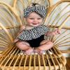 Baby Girl Hawaiian Ruffles Bikini One-Piece Swimsuit Beach Bathing Suit Floral Swimwear+Headband 2 Pcs Set (Black Strips, 0-6 Months) view 2