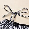 Baby Girl Hawaiian Ruffles Bikini One-Piece Swimsuit Beach Bathing Suit Floral Swimwear+Headband 2 Pcs Set (Black Strips, 0-6 Months) view 3
