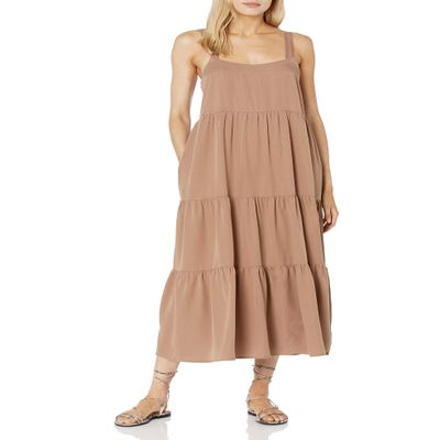 The Drop Women's Britt Tiered Maxi Tent Dress , Mushroom, M
