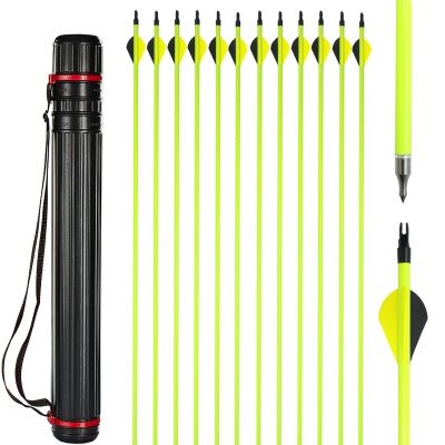 Obert 12pcs Archery Carbon Fiber Arrows for Recurve Bow Compound Bow 30 Inch Spine 500 with Arrow Quiver for Hunting Shooting Target
