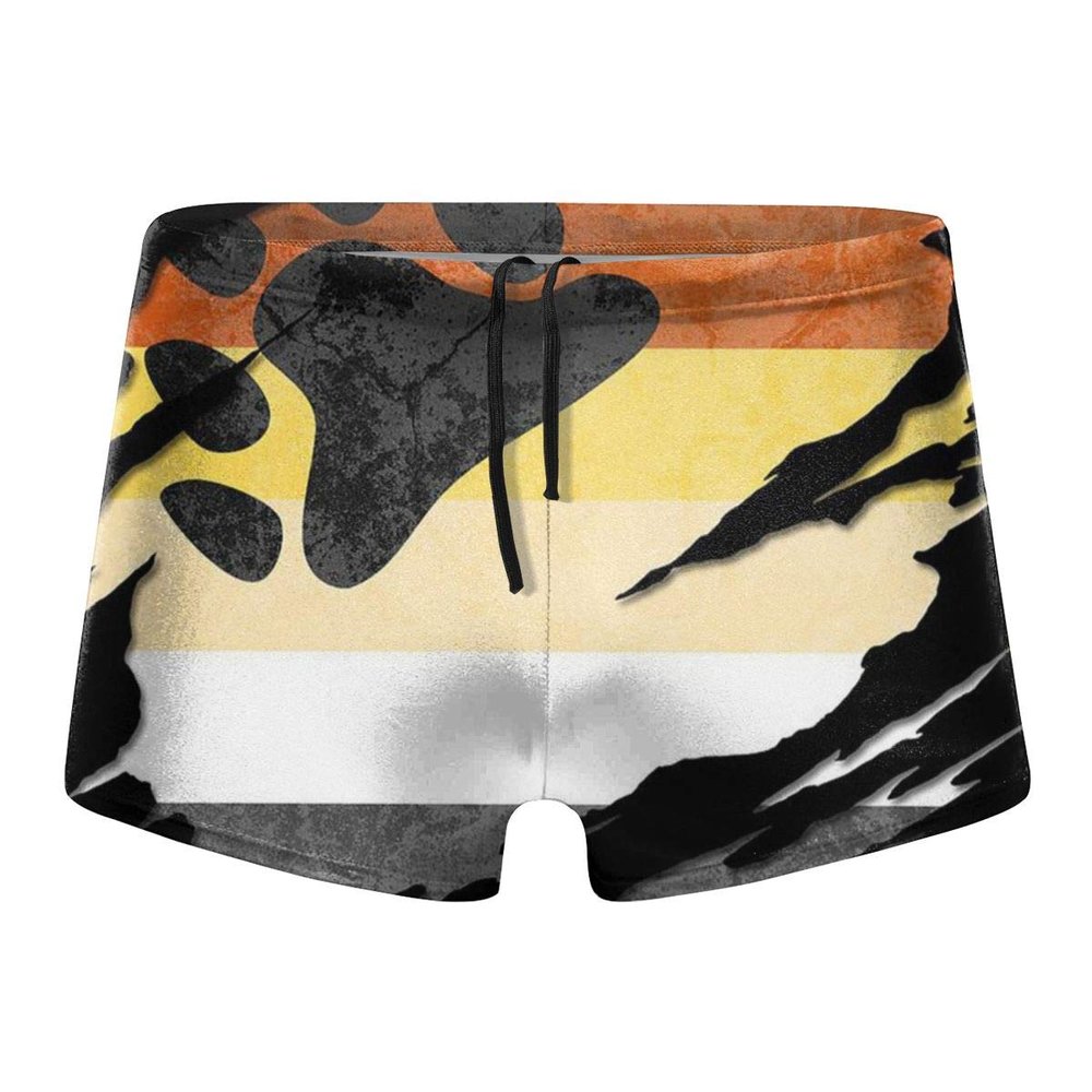 MOCSONE Bear Pride Flag Men Swimwear Basic Long Swim Boxer Trunks Board Shorts Swimsuits Black