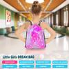Mermaid Reversible Sequin Drawstring Backpack/Bag Clear Iridescent Sequin+ Pink Star Shape Spotted Fabric for Kids Girls view 3