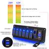 7 Gang Waterproof Marine Boat Rocker Switch Aluminum Panel, DC 12V/24V 5Pin ON-Off Switch, with LED Digital Display Voltmeter & 4.8A Dual USB Slot Socket for Car Rv Vehicles Truck, 3 Years Warranty view 3