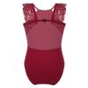 Freebily Kids Girls Floral Lace Gymnastics Leotard Mock Neck Ballet Dance Unitard Biketard Bodysuit Athletic Tracksuit Burgundy Lace Splice Camisole 3-4 Years view 1
