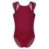 Freebily Kids Girls Floral Lace Gymnastics Leotard Mock Neck Ballet Dance Unitard Biketard Bodysuit Athletic Tracksuit Burgundy Lace Splice Camisole 3-4 Years view 2