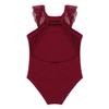 Freebily Kids Girls Floral Lace Gymnastics Leotard Mock Neck Ballet Dance Unitard Biketard Bodysuit Athletic Tracksuit Burgundy Lace Splice Camisole 3-4 Years view 3