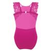 Freebily Kids Girls Floral Lace Gymnastics Leotard Mock Neck Ballet Dance Unitard Biketard Bodysuit Athletic Tracksuit Rose_Red Lace Splice Camisole 3-4 Years view 1