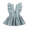 ITFABS Fashion Retro Corduroy Suspender Baby Girl Skirt Dress Toddler Ruffles Straps Casual Dress Girls Summer Outfits Clothes (Light Green, 4-5 T) view 1