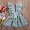 ITFABS Fashion Retro Corduroy Suspender Baby Girl Skirt Dress Toddler Ruffles Straps Casual Dress Girls Summer Outfits Clothes (Light Green, 4-5 T) view 3