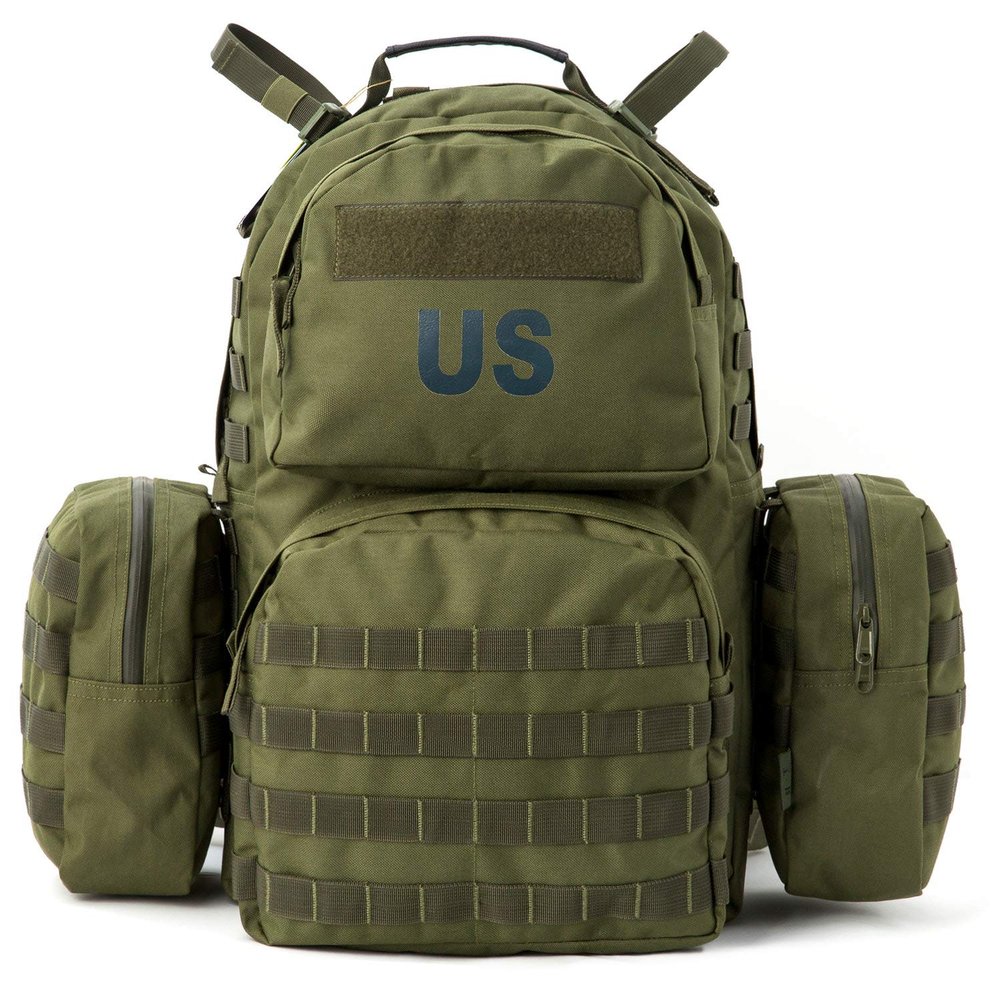 Akmax.cn MOLLE II Medium Rucksack Classic Military Tactical Backpack with Detachable Side Pouches & Upgraded Internal Frame for Enhanced Comfort (50L, OD)