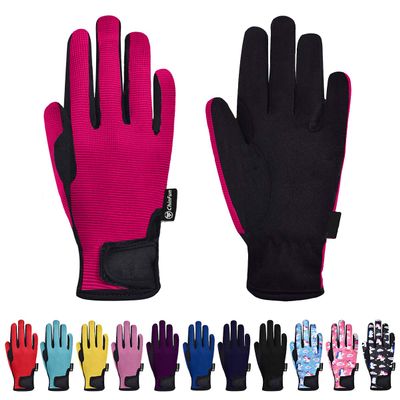 ChinFun Horse Riding Glove Equestrian Gloves Kids for Boys Girls Horseback Riding Gloves Grip for Youth Children Riding Sports Biking Cycling Gardening Fushcia Size M