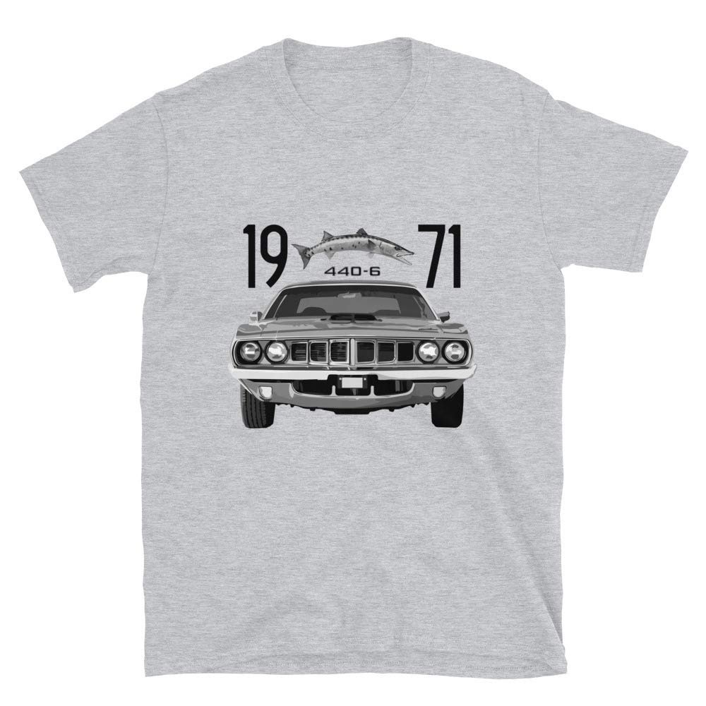 1971 Barracuda Cuda 440 Magnum Short-Sleeve Unisex T-Shirt Sport Grey
