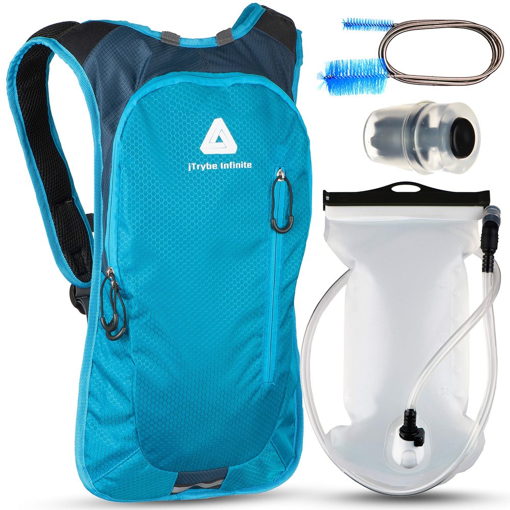 JTRYBE Hydration Pack for Running, Biking with Hydration Bladder 2L. Awesome Water Backpack for Hiking. Bonus Bite Valve and Brush. Great Running Hydration Backpack for Women Men