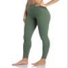 YUNOGA Women's High Waisted Workout Leggings 25" Inseam Ultra Soft Tummy Control Yoga Pants (S, Army Green) view 3