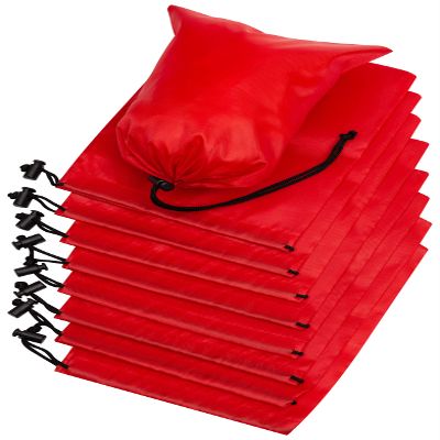 Drawstring Bag - Nylon Cinch and Ditty Stuff Pouch with Toggle (6 x 8-12 pack, Red)