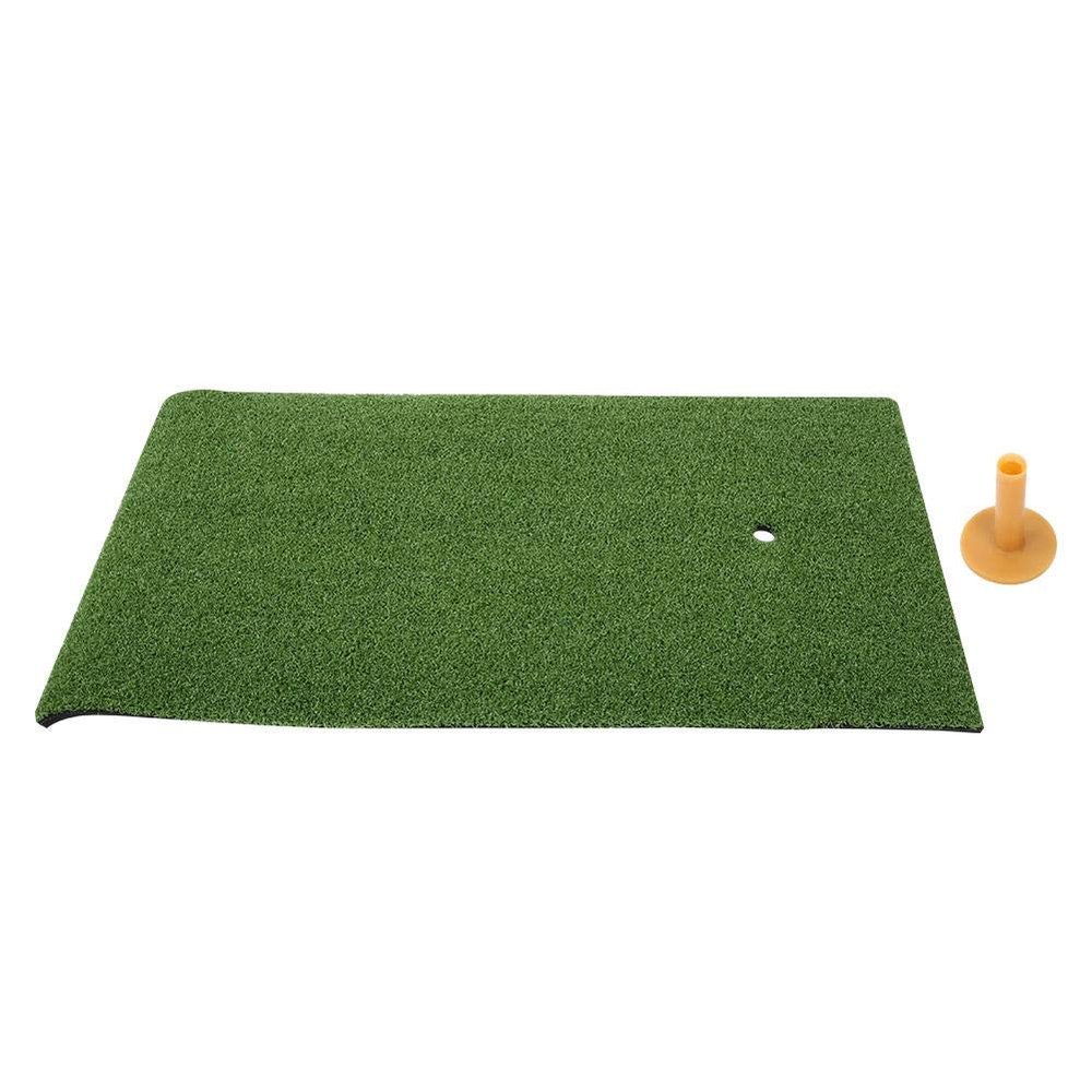 Golf Hitting Mat, 24x12 inch Practice Grass Mat with Rubber Tees, Indoor Training Aid