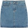 chouyatou Women's Basic Five-Pocket Rugged Wear Denim Skirt with Slit (Medium, Light Blue) view 1