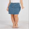 chouyatou Women's Basic Five-Pocket Rugged Wear Denim Skirt with Slit (Medium, Light Blue) view 2