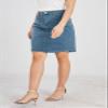 chouyatou Women's Basic Five-Pocket Rugged Wear Denim Skirt with Slit (Medium, Light Blue) view 3