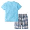 Banibear Toddler Boys Robot Print Short Sleeve T Shirt Tees and Plaid Short Pants Set 2 Pcs Clothes Outfit, Blue, Size 5-6 Years view 2