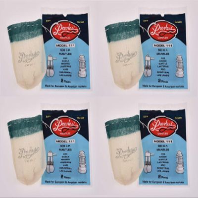 Peerless 111 Lantern Mantles 4 Packs of 2 (Total 8) 500 CP Fits Coleman 236, 237, 621, 625, 635, 639 Equivalent to Coleman 1111 or 11 Style For Gasoline, Naphtha & Kerosene Lanterns