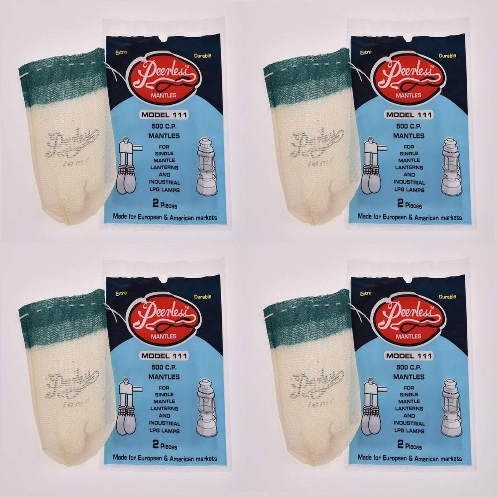 Peerless 111 Lantern Mantles  4 Packs of 2 (Total 8)  500 CP  Fits Coleman 236, 237, 621, 625, 635, 639  Equivalent to Coleman 1111 or 11 Style  For Gasoline, Naphtha & Kerosene Lanterns