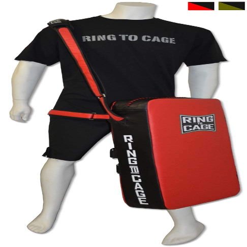 Ring to Cage Strapped-On Muay Thai Side&Low/Leg Kick Pad (Red/Black)