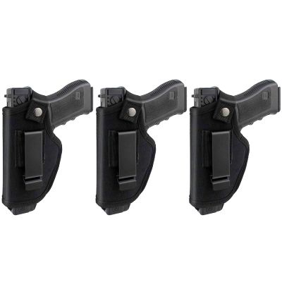 3 Pack Universal IWB OWB Gun Holster for Concealed Carry Weapon Case Inside or Outside The Waistband for Right and Left Hand Draw Fits Subcompact Compact Full Size Pistols
