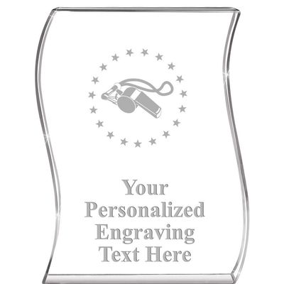 Crown Awards Coach Wave Acrylic Award, 4" H Personalized Coaches Whistle Award, Engraving Included Prime