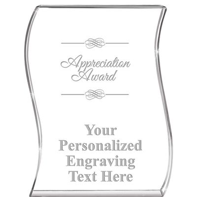 Crown Awards Appreciation Wave Acrylic Award, 4" H Personalized Appreciation Award, Engraving Included Prime