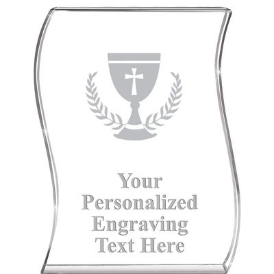 Crown Awards Communion Wave Acrylic Award, 4" H Personalized Communion Award, Engraving Included Prime