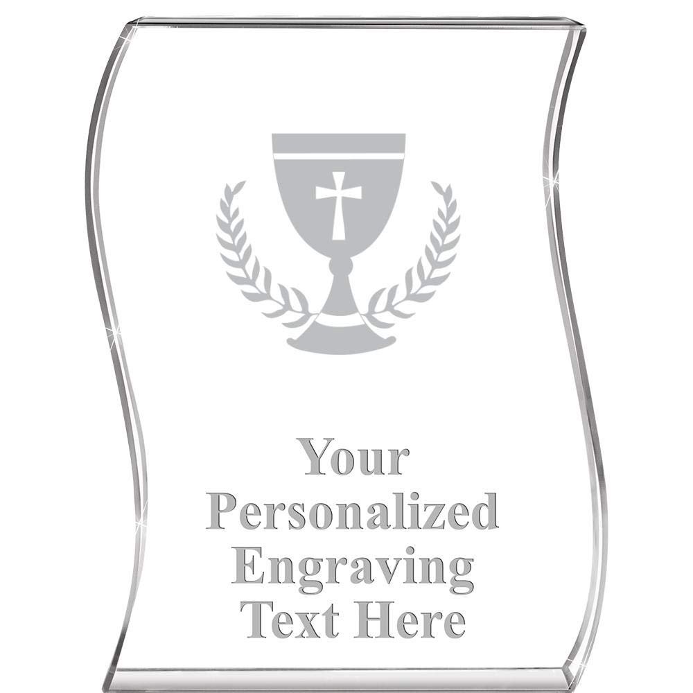 Crown Awards Communion Wave Acrylic Award, 4" H Personalized Communion Award, Engraving Included Prime