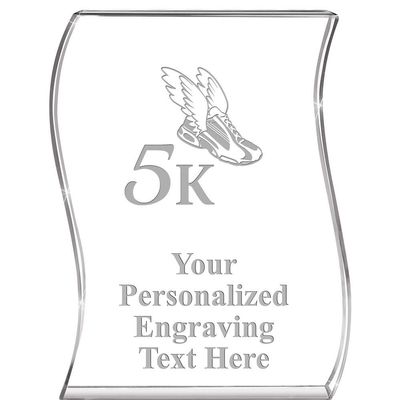 Crown Awards Running Wave Acrylic Award, 4" H Personalized 5K Award Trophy, Engraving Included Prime