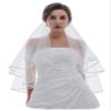 SAMKY 2T 2 Tier 1/4" Satin Ribbon Edge Wedding Veil - White Fingertip Length 36" V296 view 1