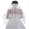 SAMKY 2T 2 Tier 1/4" Satin Ribbon Edge Wedding Veil - White Fingertip Length 36" V296 view 2