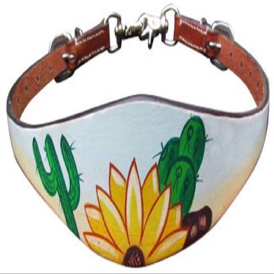 Showman Hand Painted Wither Strap with a Sunflower and Cactus Design