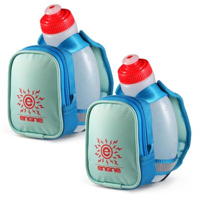 NGN Sport - Running Water Bottle Handheld | Hydration Bottle & Pack with Zippered Pocket - 10 oz (Parrotfish Blue, 10 oz (2-Pack))