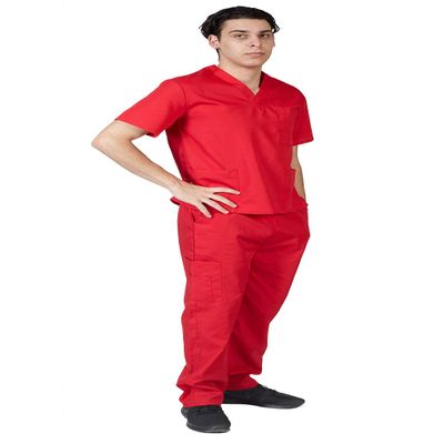 Natural Uniforms Comfortable Fit Men's Workwear Uniform 8 Pocket Top and Pant Set (4X-Large, Red)