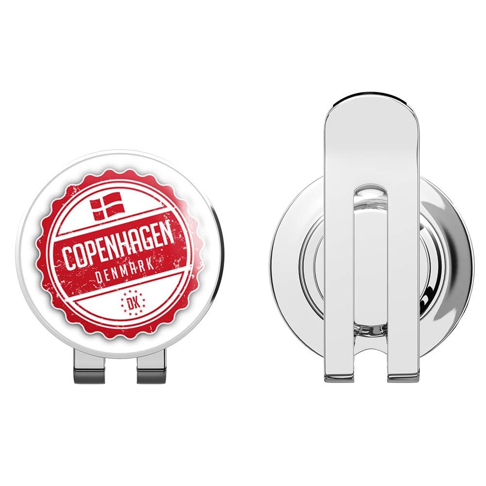 888 Graphics Copenhagen City Denmark Flag Grunge Travel Golf Hat Clip with Magnetic Ball Marker