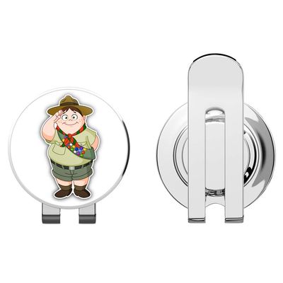888 Graphics Boy Scout Happy Funny Cartoon Golf Hat Clip with Magnetic Ball Marker