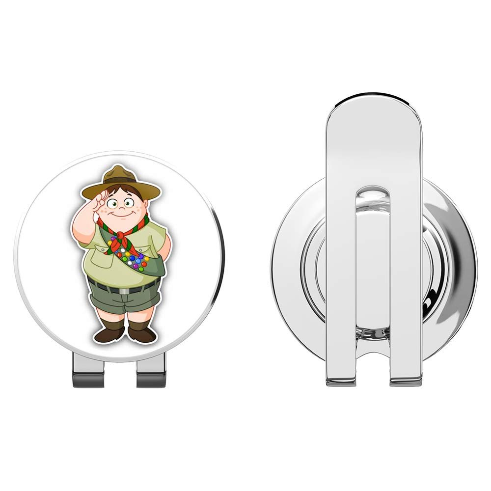 888 Graphics Boy Scout Happy Funny Cartoon Golf Hat Clip with Magnetic Ball Marker