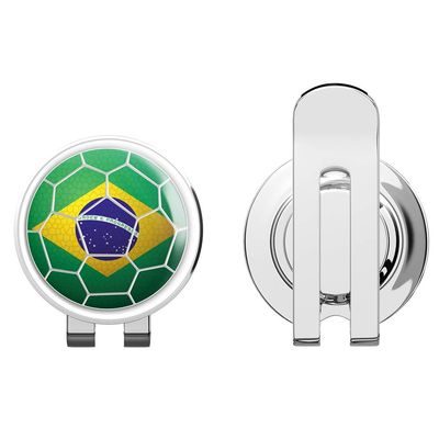 888 Graphics Brazil Soccer Ball Flag Golf Hat Clip with Magnetic Ball Marker