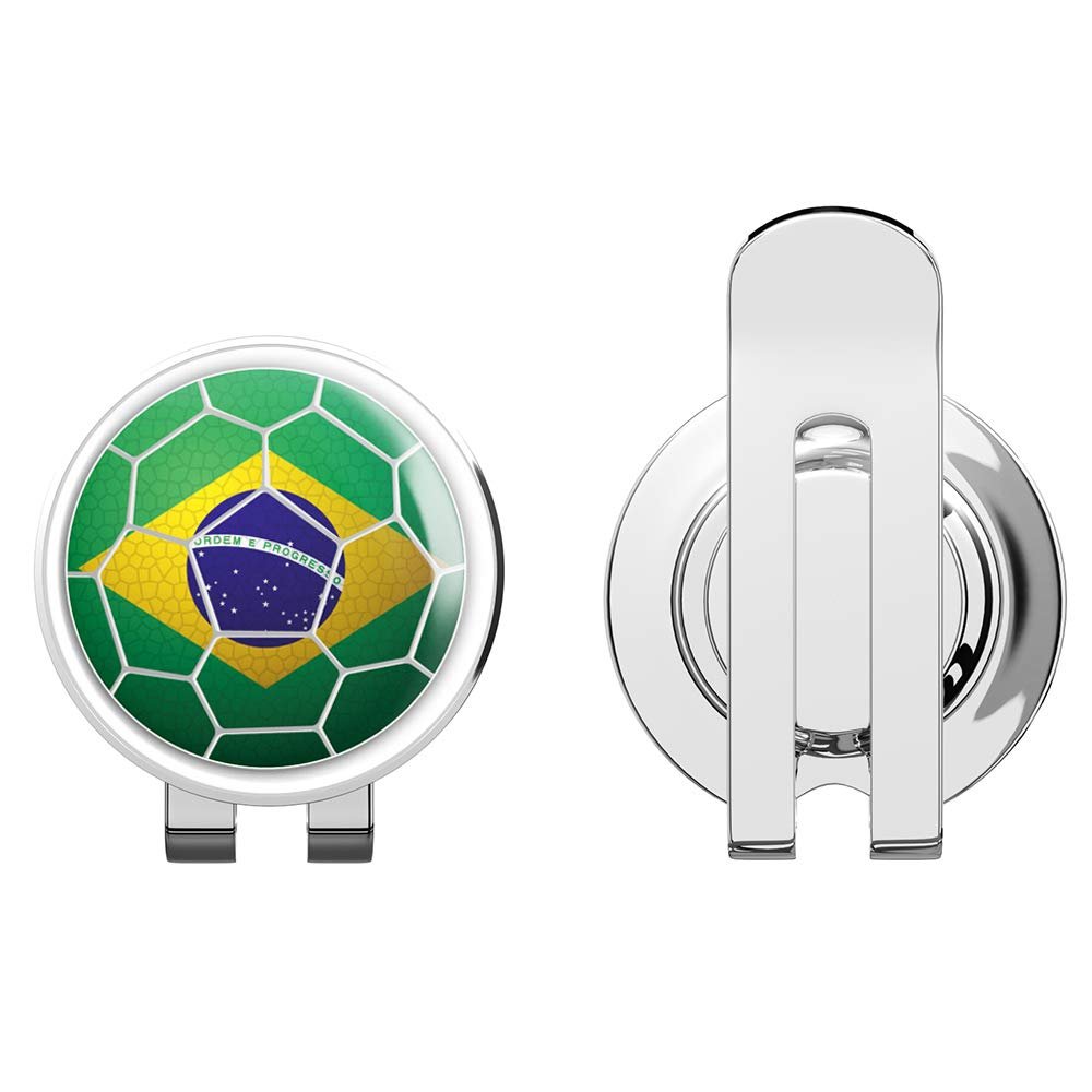 888 Graphics Brazil Soccer Ball Flag Golf Hat Clip with Magnetic Ball Marker