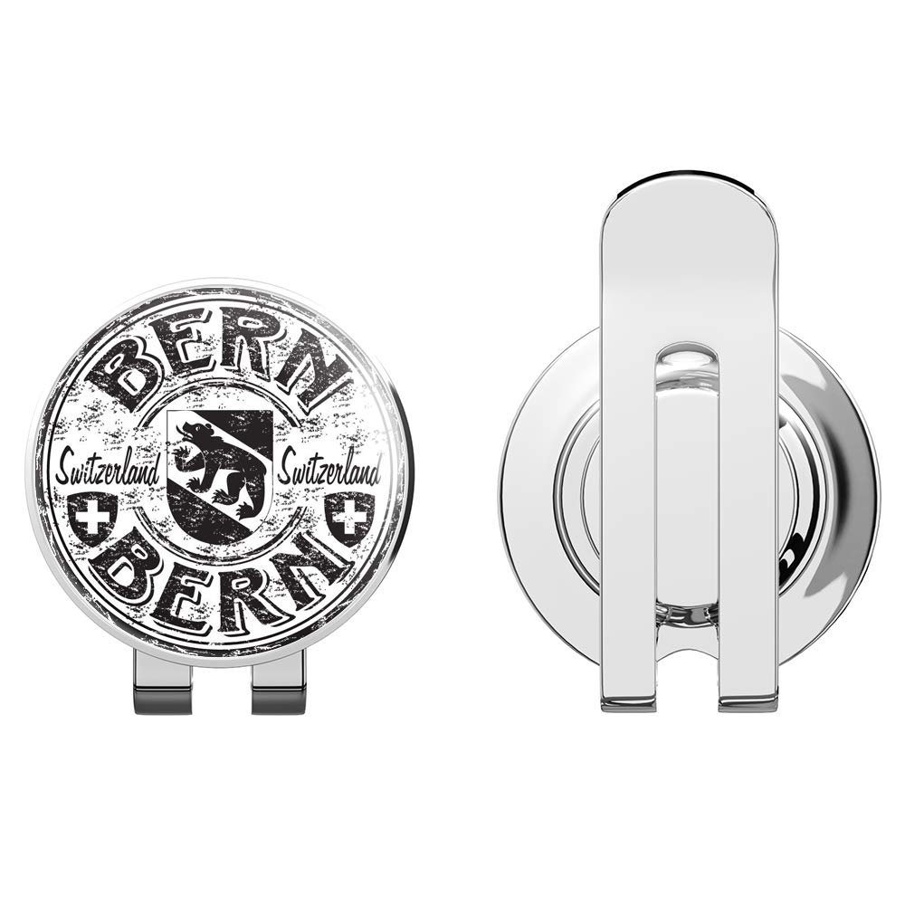 888 Graphics Bern City Switzerland Grunge Travel Stamp Golf Hat Clip with Magnetic Ball Marker