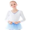 Daydance White Girl's Dance Sweater Cropped Pullover V-Neck Ballet Top Warm Up for Leotards, Long Sleeve view 1