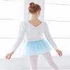 Daydance White Girl's Dance Sweater Cropped Pullover V-Neck Ballet Top Warm Up for Leotards, Long Sleeve view 2