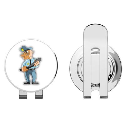 888 Graphics Cartoon Policeman Golf Hat Clip with Magnetic Ball Marker
